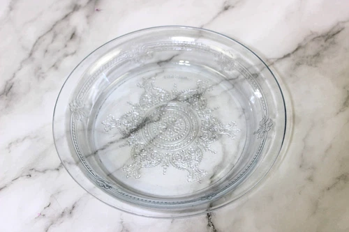 Vintage Anchor Hocking Philbe Pie Plate Fire King Embossed Glass 9.5 in