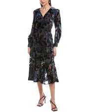 Marchesa Rosa Velvet Burnout Midi Dress Women's