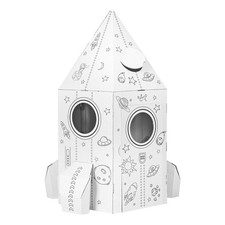 adam toys - Spielhaus Indoor aus Pappe, Rakete für Kinder zum Bemalen