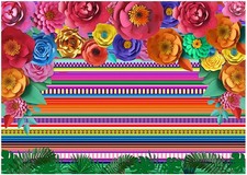 7x5ft Mexican Fiesta Backdrop Photobooth Flowers Fiesta Background Drop Cinco...