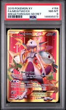 2015 POKEMON XY BREAKTHROUGH SECRET #164 FULL ART/MEWTWO EX PSA 8