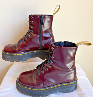 Doc Dr Martens V Jadon II Vegan Cherry Red Platform Boots Womens 8