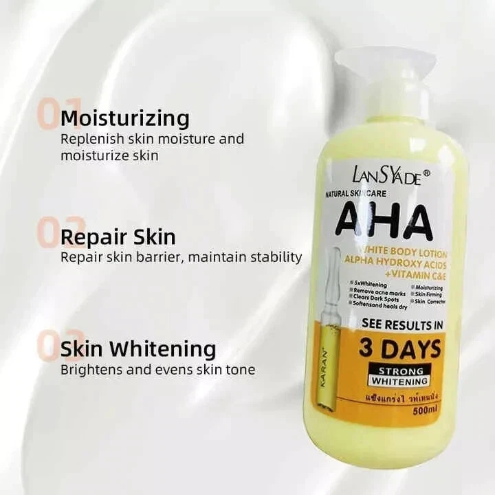 AHA Crema Corporal Iluminadora Fuerte Hidroxiácida Vitamina C Blanqueadora 500 ml Paquete de 3 Foto 3 de 4