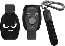 for Benz Key Fob Cover, Soft TPU Protective Case with Leather Keychain Compatibl