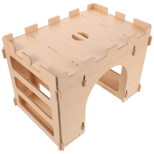 Rabbit Hideout: Wooden Small Animal Hide House with Hay Feeder Box Bunny House - Picture 6 of 12