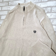 Chaps Ivory 1/4 Zip Pullover Mock Neck Knit Sweater Preppy Light Academia Men XL