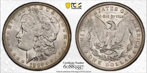 1886-O Morgan Silver Dollar PCGS AU58