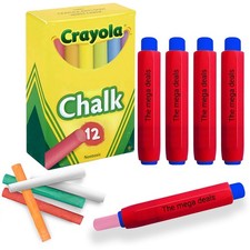 Chalkboard Chalk 12 Pack Colored Chalk, Thin Chalks for Chalkboard with 5 Hol...