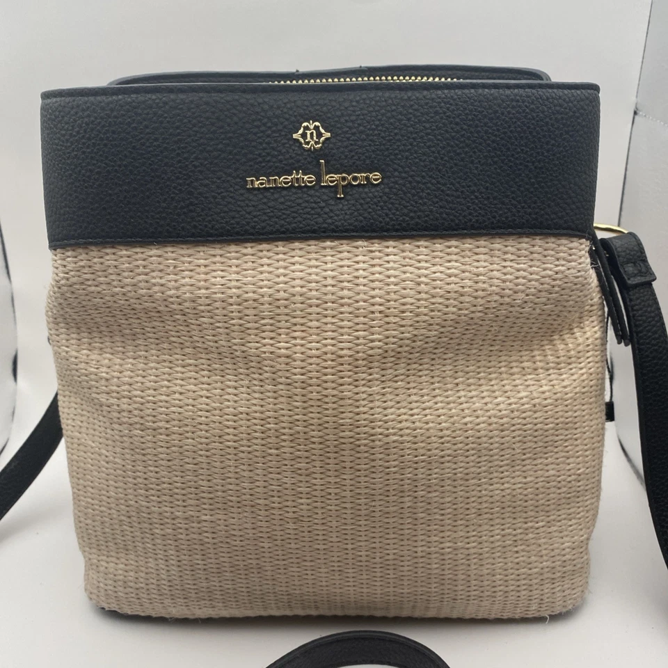 Nanette Lepore Triple Section Cream & Black Crossbody Bucket Bag & Wallet NWT - Image 2 of 4