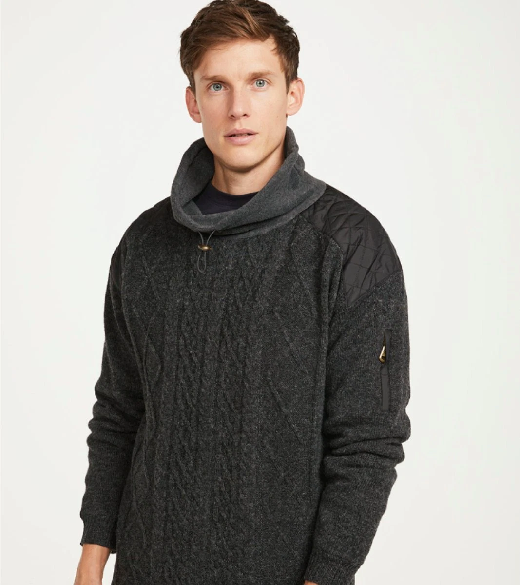 Men’s Irish Cowlneck Pullover Gray Sweater