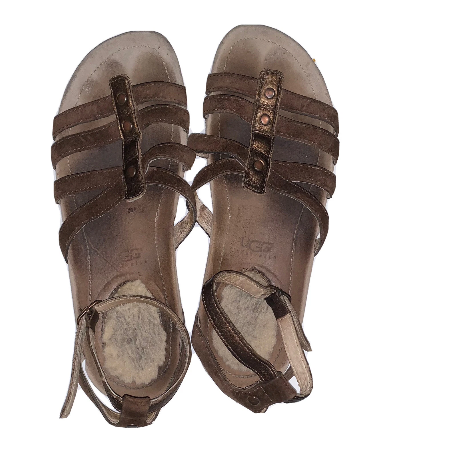 Sandali gladiatore UGG Australia in pelle marrone taglia 8