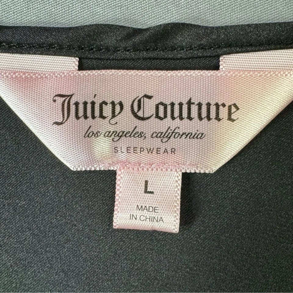 Juicy Couture top women large satin silky spaghetti strap rhinestone embellished - Image 4 of 4