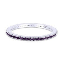 Eternity Stackable Wedding Ring Simulated Amethyst Gemstone Sterling Silver