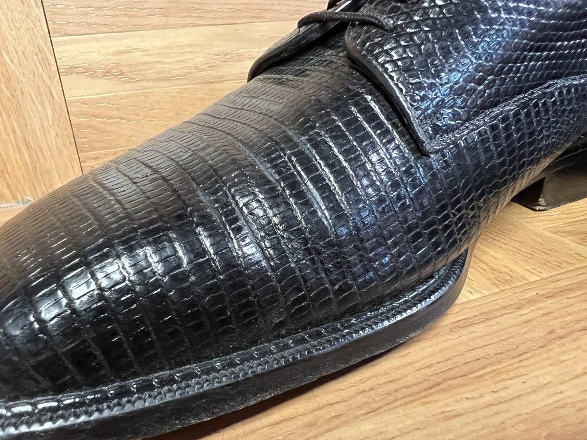 Belvedere Karmelo RARE? Belvedere Karmelo Lizard Black Leather Dress Shoes Sz  main image 2