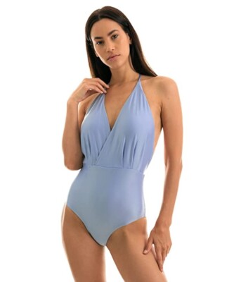 Rio De Sol Garoa Transpassado Blue One Piece Swimsuit L83816 Size Medium