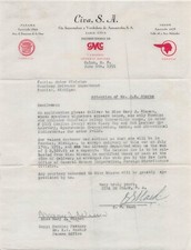 CIVA S.A. DISTRIBUIDORES GMC CADILAC PONTIAC AUTOMOBILES-1951 CORRESPONDENCE