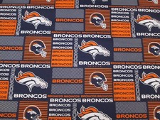 DENVER BRONCOS NFL NEW SQUARE DESIGN 100 COTTON 1 YARD PIECE NEW 36" X 58"