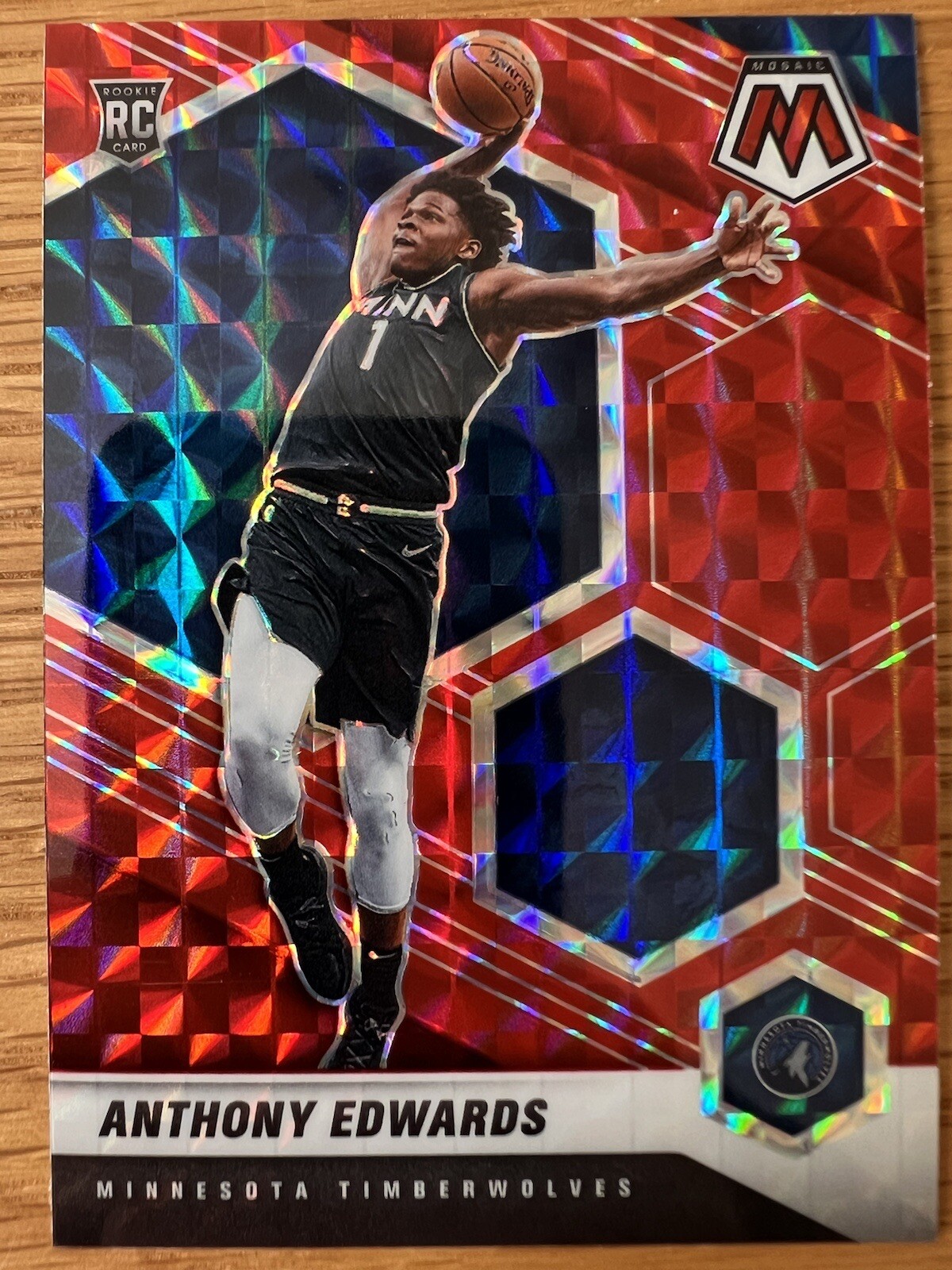 2020-21 Panini Mosaic Anthony Edwards Red Mosaic Prizm RC #201