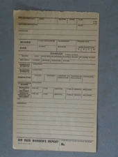 WWII Air Raid Warden's Report