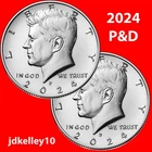 2024 P&D KENNEDY HALF DOLLAR 50c CLAD TWO COIN SET UNCIRCULATED FROM BU ROLL