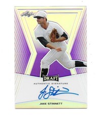 2014 Leaf Draft Purple Ref Sp ON Card Auto RC Jake Stinnett Chicago Cubs #15/25