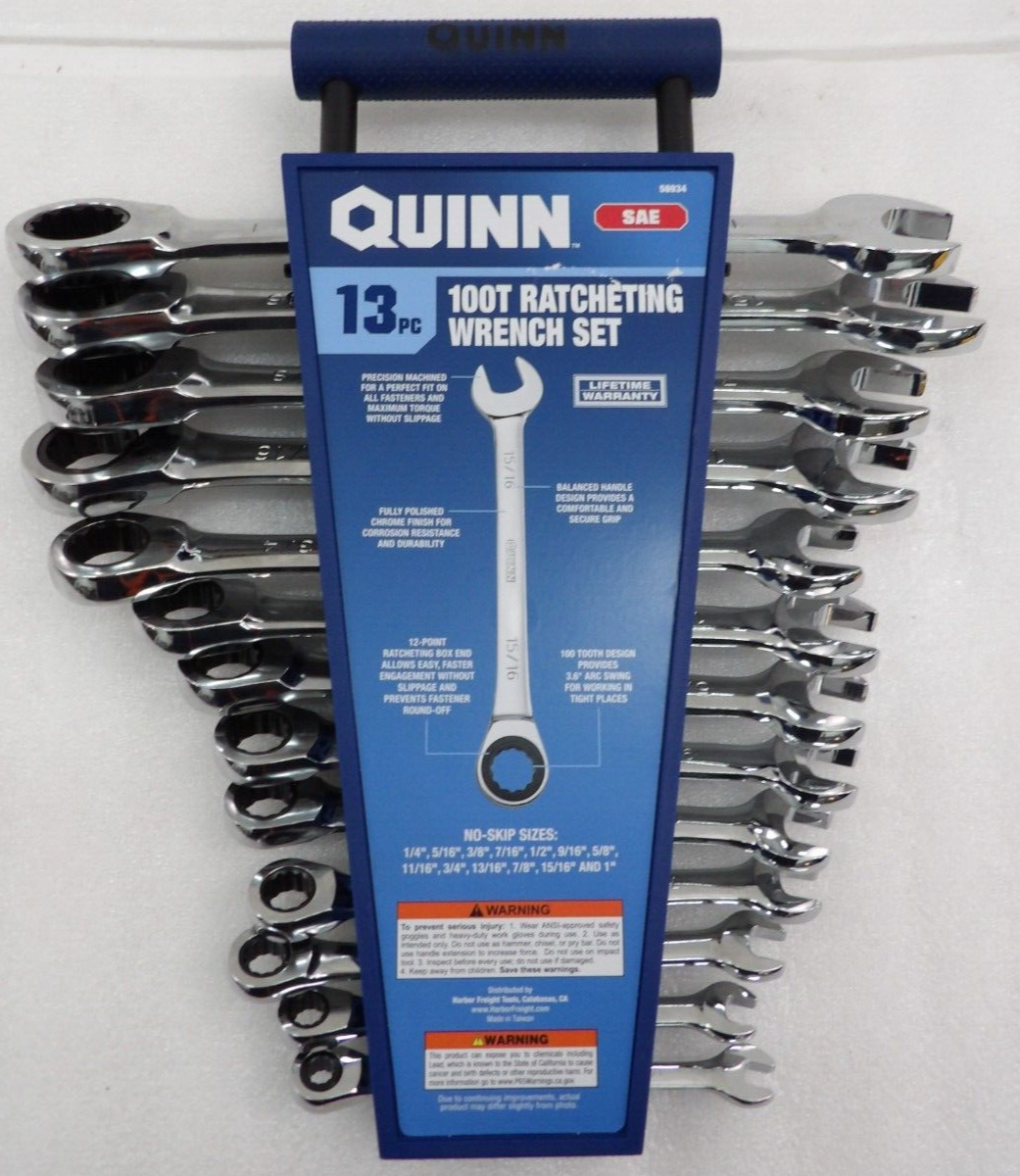 Quinn 58934 SAE 13 Pc. 100T Ratcheting Wrench Set 1/4