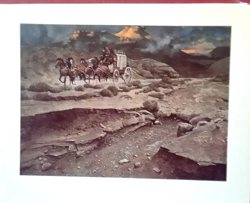 Frank McCarthy- "BLEAK DAWN", Cowboy,Horses Stagecoach-Western,-9 x 11 Art Print
