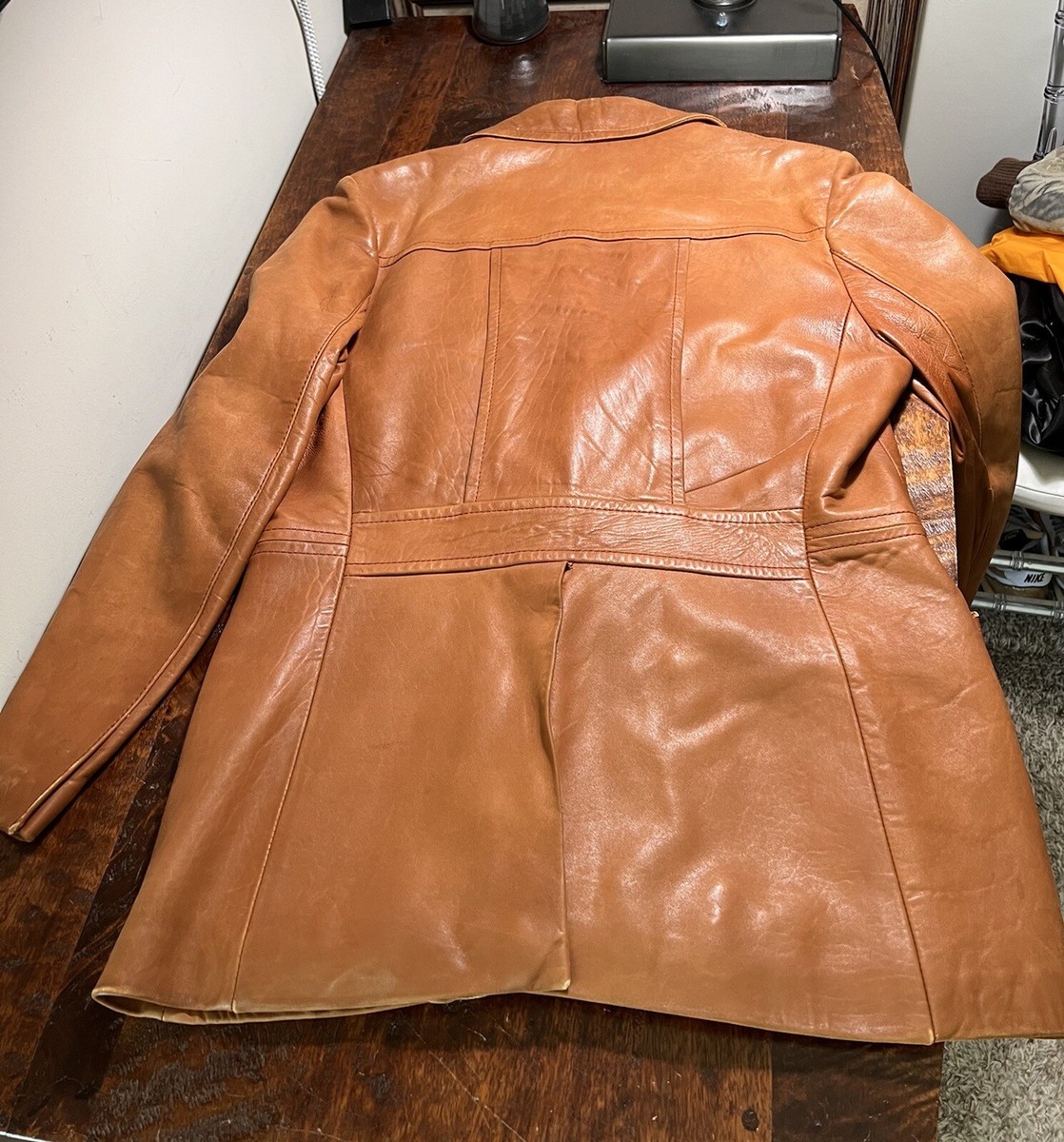 Vintage 1970s Disco Style Genuine Leather Jacket Brown Tan Vintage 1970s Disco Style Genuine Leather Jacket Brown Tan