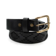 Interchangeable Buckle Embroidered Leather Belt