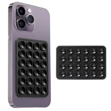 Set of 2 Silicone Suction Phone Holder Hands Free - Adhesive Mount Black 