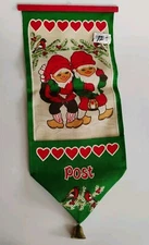 NOS Vtg MCM Swedish Elf Gnome Jute WALL HANGINGS Card Holder Sweden, Christmas