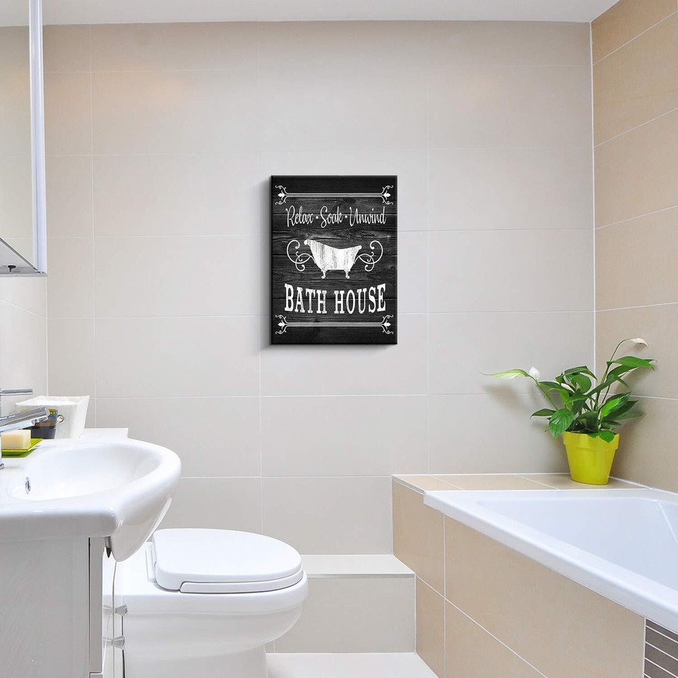 Bathroom Rules Sign Vintage Canvas Prints Bath Signs Wall Art Decor