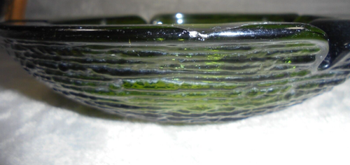 Vintage Soreno Avocado Green Round Ashtray 8 3/4” Anchor Hocking Ripple Glass - Picture 7 of 12