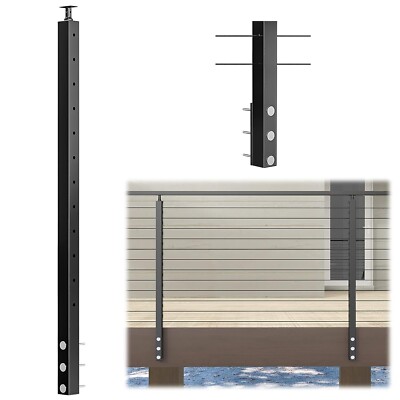 Muzata 42''x2''x2'' Level drilled Cable Railing Post PS01 BC4L