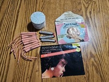 1950-60's Women's Hair Nets/Goody Curlers/Tip-Top Perm Rods/Toni Shampoo Jar