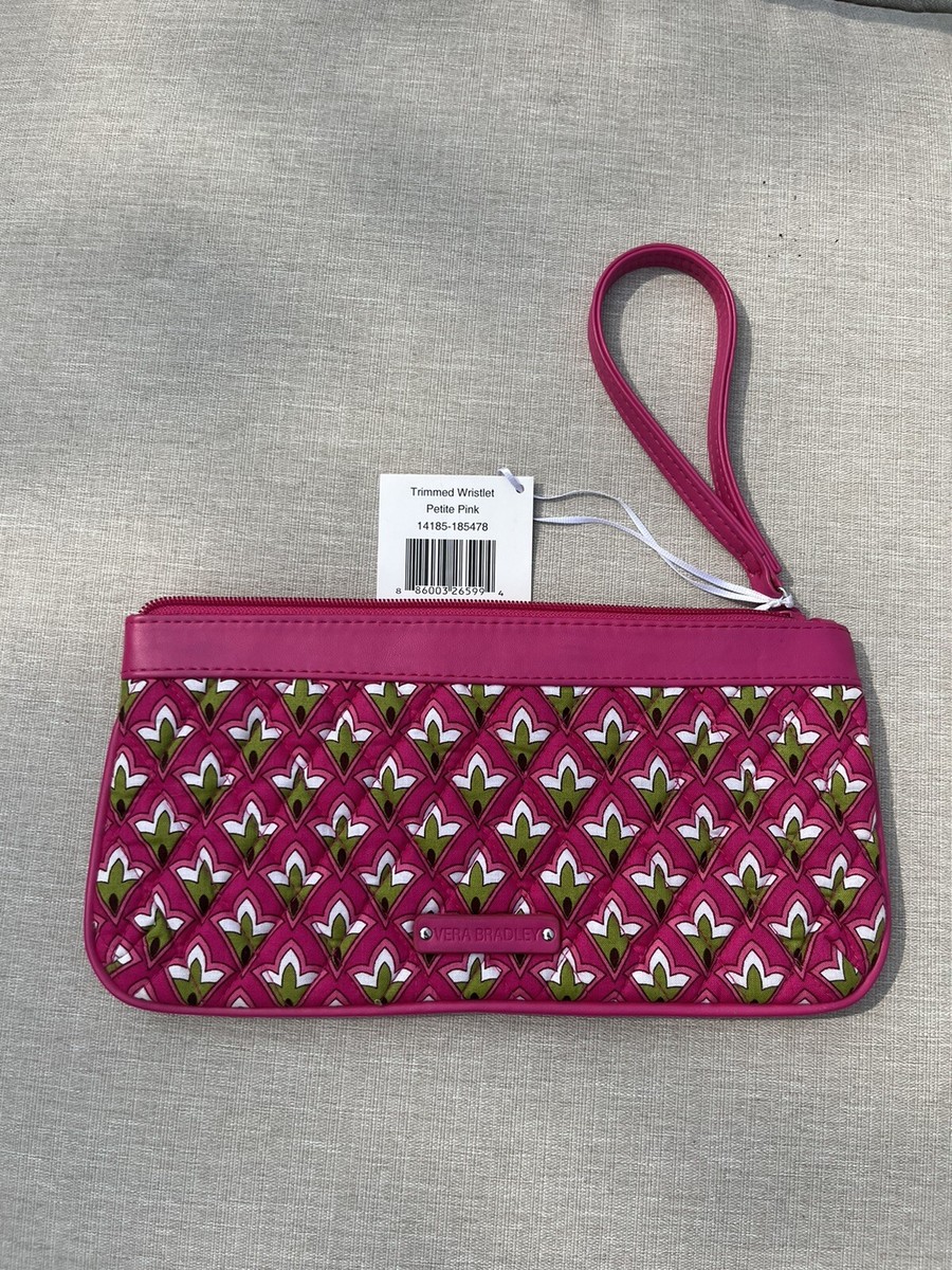 NWT VERA BRADLEY PETITE PINK LARGE QUILTED WRISTLET WITH PINK FAUX