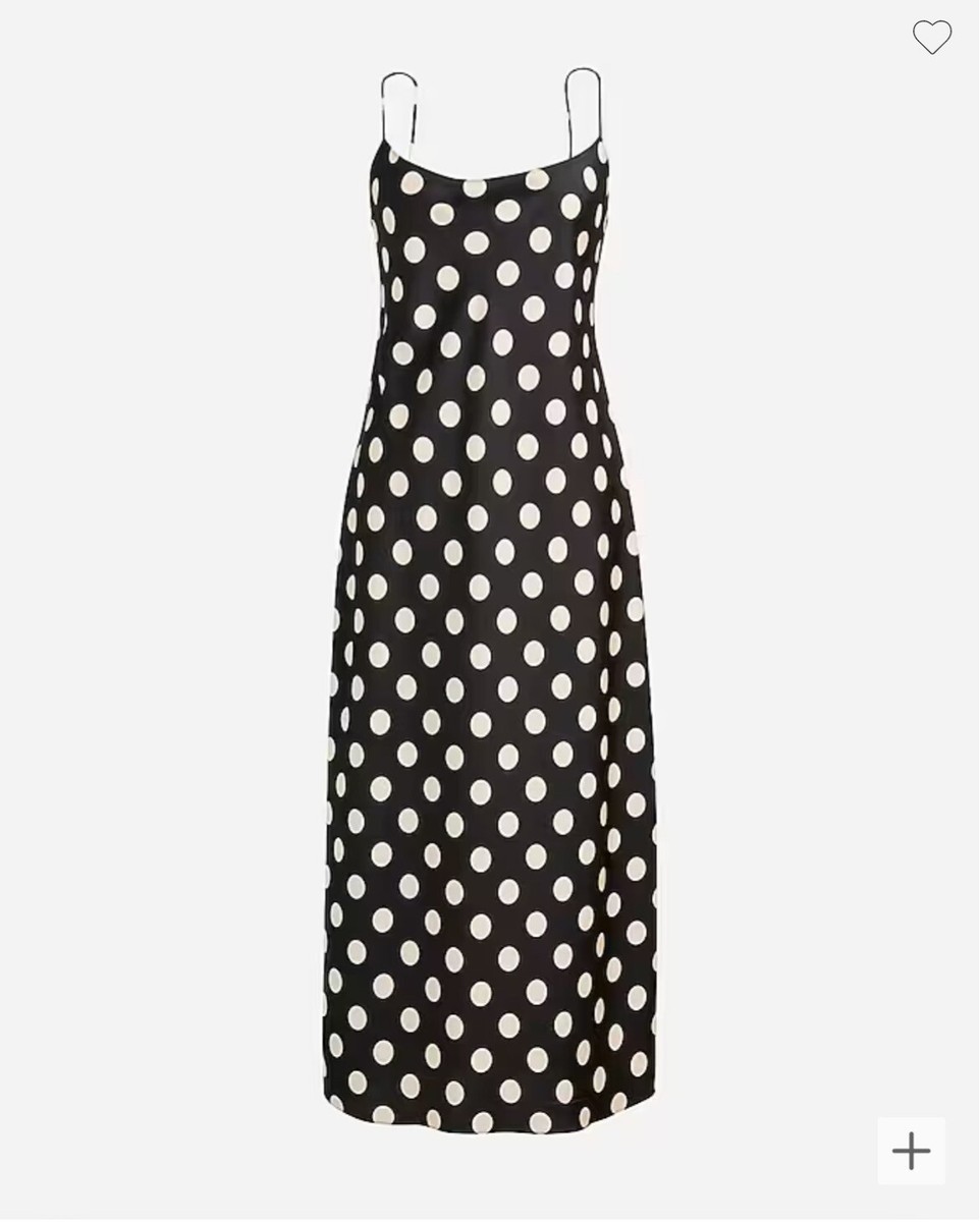 New J Crew Gwyneth Slip Dress Black Polka Dot Adjustable Spaghetti Strap Sz  4 | eBay