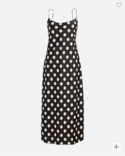 New J Crew Gwyneth Slip Dress Black Polka Dot Adjustable Spaghetti Strap Sz 4