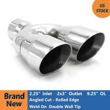 Muffler Exhaust Tip Fit 2.25 Inlet 3 Outlet 9.25 Overall Length Round Angle Muffler Exhaust Tip Fit 2.25 Inlet 3 Outlet 9.25 Overall Length Round Angle