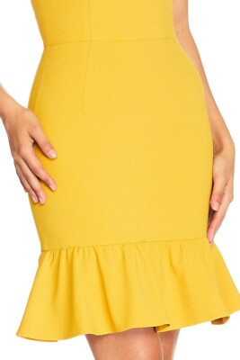 mira mini dress dress the population NEW DRESS THE POPULATION Mira MARIGOLD Crepe RUFFLE HEM Mini DRESS XL