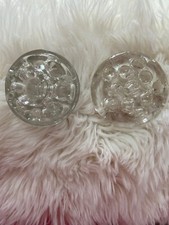 Vintage Lot of 2 Clear Glass Floral Frogs, Made In France.