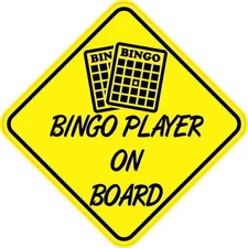 5in x 5in Bingo Player On Board Sticker Car Truck Vehicle Bumper Decal