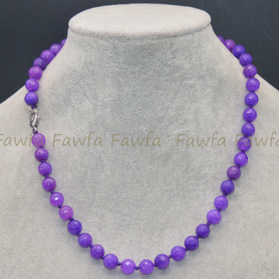 Collar de cuentas redondas de piedras preciosas de sugilita púrpura natural facetadas de 8 mm 14-48" Foto 3 de 4