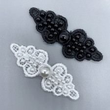 5 Pair of Beaded Chinese Lace Frog Fasteners Pearl Closure Button Knots for Sew