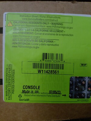 Whirlpool Oven Control Console W11428561 Brand New Factory Sealed In Box