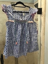 Matilda Jane XL Blue Smocked Ruffled Tunic Tassels Top