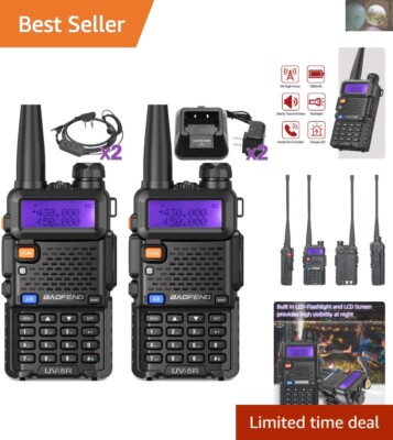 High-Power Dual Band UV5R Handheld Radios - 2 Pack Rechargeable Walkie Talkies