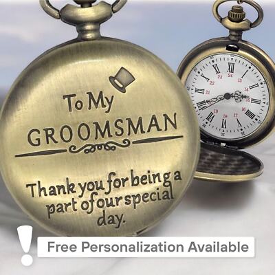 Groomsman Pocket Watch Personalized Gift for Groomsmen