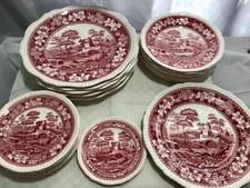 Copeland Spode Tower Pink Plate -6 1/2”-7 3/4-9 1/4”-10 1/2” Oval Stamp England