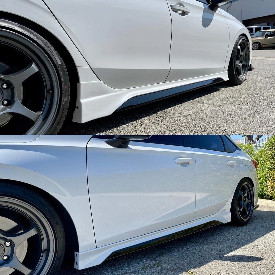 For Honda Civic 11th Gen 2022-25 Yofer White Pearl & Black Side Skirt Extensions - Image 3 of 4